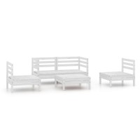 vidaXL 5 Piece Patio Lounge Set White Solid Wood Pine