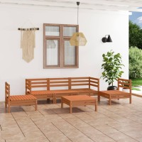 vidaXL 6 Piece Patio Lounge Set Honey Brown Solid Pinewood