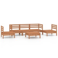 vidaXL 6 Piece Patio Lounge Set Honey Brown Solid Pinewood