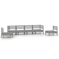 vidaXL 6 Piece Patio Lounge Set Gray Solid Pinewood