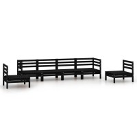 vidaXL 6 Piece Patio Lounge Set Black Solid Pinewood