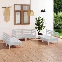 vidaXL 6 Piece Patio Lounge Set White Solid Pinewood