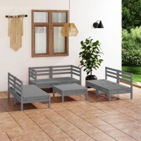 vidaXL 7 Piece Patio Lounge Set Gray Solid Pinewood