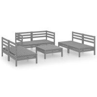 vidaXL 7 Piece Patio Lounge Set Gray Solid Pinewood