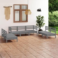 vidaXL 7 Piece Patio Lounge Set Gray Solid Pinewood