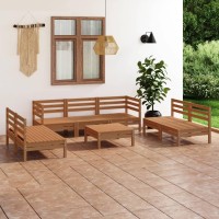 vidaXL 8 Piece Patio Lounge Set Honey Brown Solid Pinewood