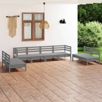 vidaXL 8 Piece Patio Lounge Set Gray Solid Pinewood