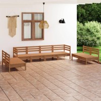 vidaXL 8 Piece Patio Lounge Set Honey Brown Solid Pinewood