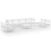 vidaXL 9 Piece Patio Lounge Set White Solid Pinewood