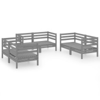 vidaXL 6 Piece Patio Lounge Set Gray Solid Pinewood