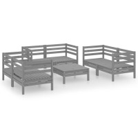 vidaXL 7 Piece Patio Lounge Set Gray Solid Pinewood