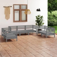 vidaXL 7 Piece Patio Lounge Set Gray Solid Pinewood