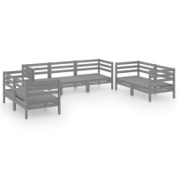 vidaXL 7 Piece Patio Lounge Set Gray Solid Pinewood