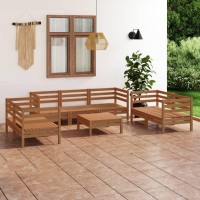 vidaXL 8 Piece Patio Lounge Set Honey Brown Solid Pinewood