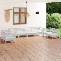 vidaXL 8 Piece Patio Lounge Set White Solid Pinewood