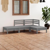 vidaXL 4 Piece Patio Lounge Set Gray Solid Pinewood