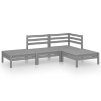 vidaXL 4 Piece Patio Lounge Set Gray Solid Pinewood