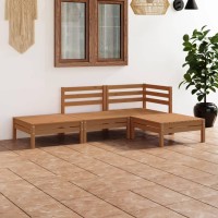 vidaXL 4 Piece Patio Lounge Set Honey Brown Solid Pinewood