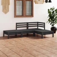 vidaXL 4 Piece Patio Lounge Set Black Solid Pinewood