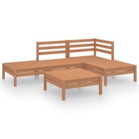 vidaXL 5 Piece Patio Lounge Set Solid Pinewood Honey Brown