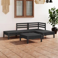 vidaXL 5 Piece Patio Lounge Set Solid Pinewood Black