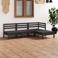 vidaXL 4 Piece Patio Lounge Set Solid Pinewood Black