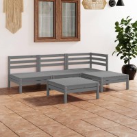 vidaXL 5 Piece Patio Lounge Set Solid Pinewood Gray