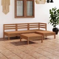 vidaXL 5 Piece Patio Lounge Set Solid Pinewood Honey Brown