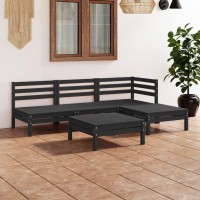 vidaXL 5 Piece Patio Lounge Set Solid Pinewood Black