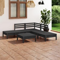 vidaXL 6 Piece Patio Lounge Set Solid Pinewood Black