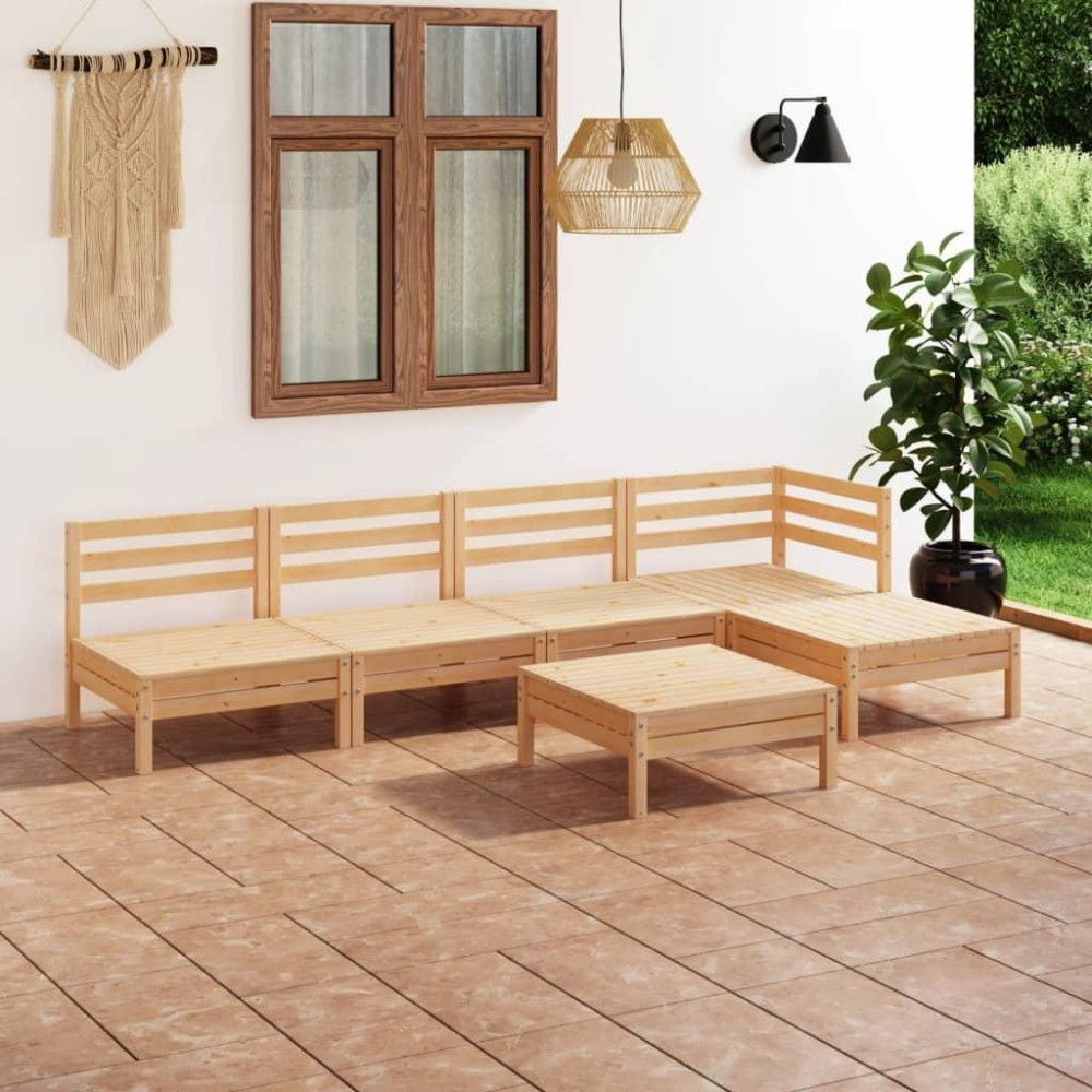 vidaXL 6 Piece Patio Lounge Set Solid Pinewood