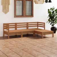 vidaXL 4 Piece Patio Lounge Set Solid Pinewood Honey Brown