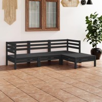 vidaXL 4 Piece Patio Lounge Set Solid Pinewood Black