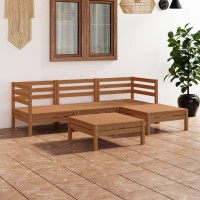 vidaXL 5 Piece Patio Lounge Set Solid Pinewood Honey Brown