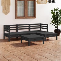 vidaXL 5 Piece Patio Lounge Set Solid Pinewood Black