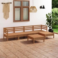 vidaXL 6 Piece Patio Lounge Set Solid Pinewood Honey Brown