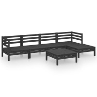 vidaXL 6 Piece Patio Lounge Set Solid Pinewood Black