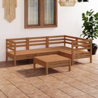 vidaXL 5 Piece Patio Lounge Set Solid Pinewood Honey Brown