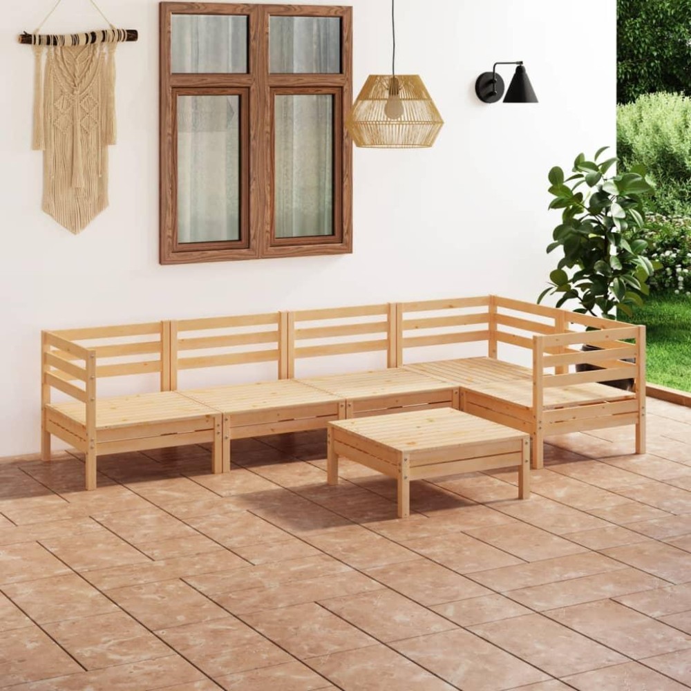 vidaXL 6 Piece Patio Lounge Set Solid Pinewood