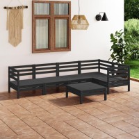 vidaXL 6 Piece Patio Lounge Set Solid Pinewood Black