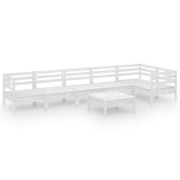 vidaXL 7 Piece Patio Lounge Set Solid Pinewood White