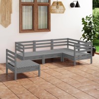 vidaXL 5 Piece Patio Lounge Set Solid Pinewood Gray