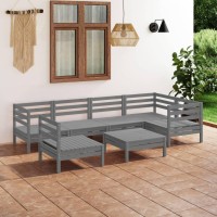 vidaXL 7 Piece Patio Lounge Set Solid Pinewood Gray