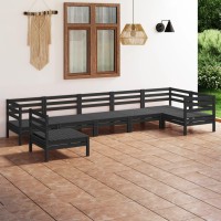 vidaXL 7 Piece Patio Lounge Set Solid Pinewood Black