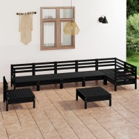 vidaXL 8 Piece Patio Lounge Set Solid Pinewood Black