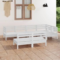 vidaXL 7 Piece Patio Lounge Set Solid Pinewood White