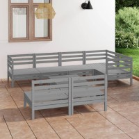 vidaXL 8 Piece Patio Lounge Set Solid Pinewood Gray