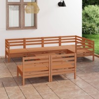 vidaXL 8 Piece Patio Lounge Set Solid Pinewood Honey Brown