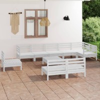 vidaXL 10 Piece Patio Lounge Set Solid Pinewood White