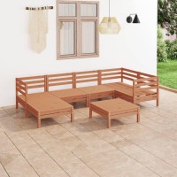 vidaXL 7 Piece Patio Lounge Set Solid Pinewood Honey Brown